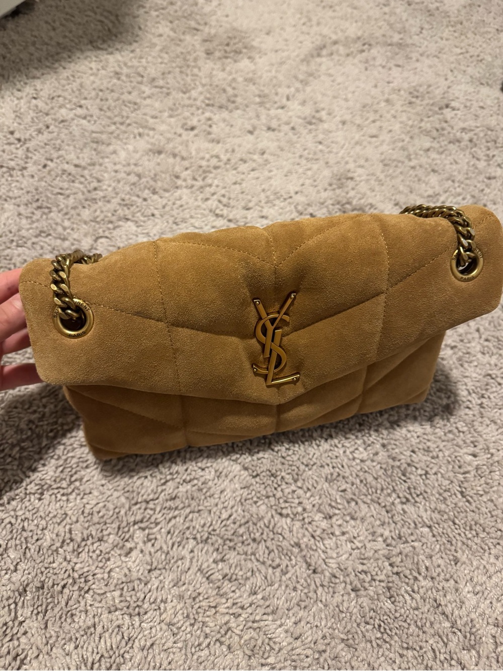 Saint Laurent Medium Lou Puffer Suede Shoulder Bag - Picture 2 of 15